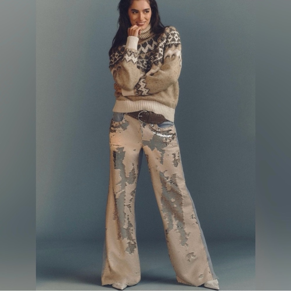 Sequin Wide-Leg Pants Anthropologie